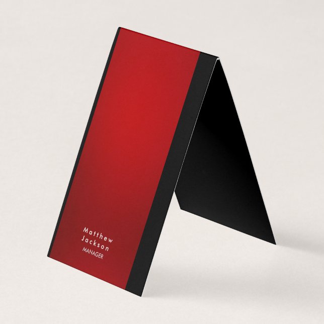 Carte De Visite Red Black Modern Plain Professional Manager (Devant)