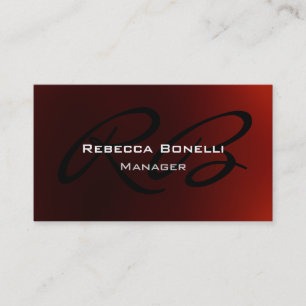 Carte de visite Red Black White Monogram Manager