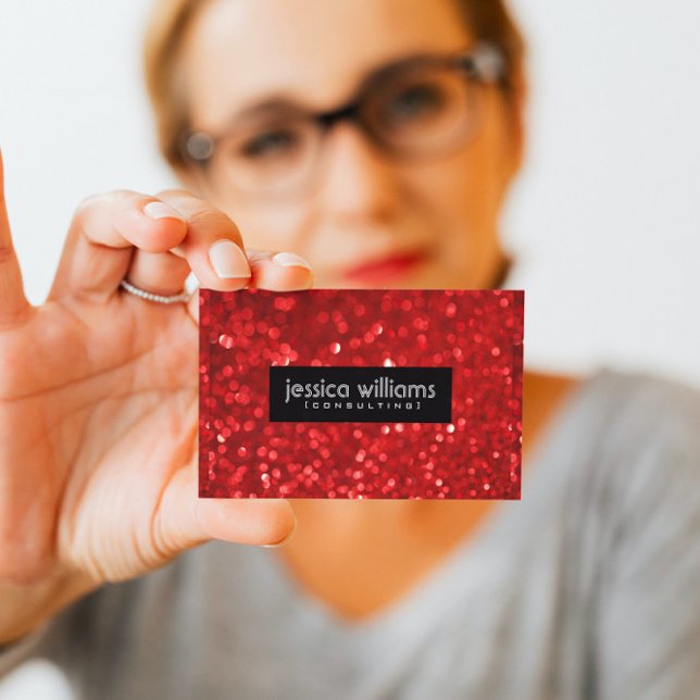 Carte De Visite Red Bokeh Parties scintillant & Étincelles Accents (Créateur téléchargé)