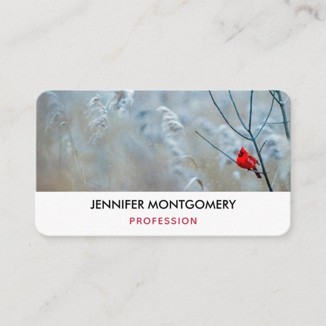 Carte De Visite Red Cardinal dans Winter Nature Photo de Christmas (Devant)