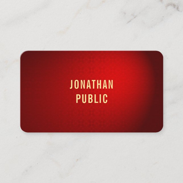 Carte De Visite Red Damask Gold Texte Modèle Élégant Professionnel (Devant)