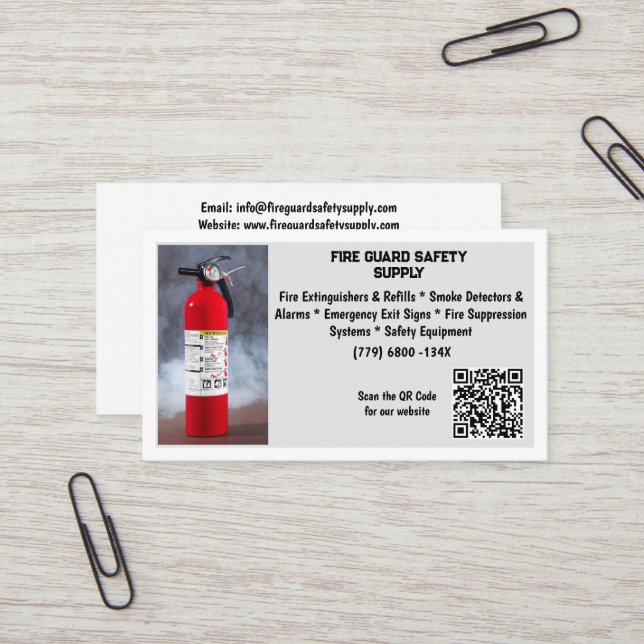 Carte De Visite Red Fire Extinguisher Fire Safety   (Devant/Arrière en situation)