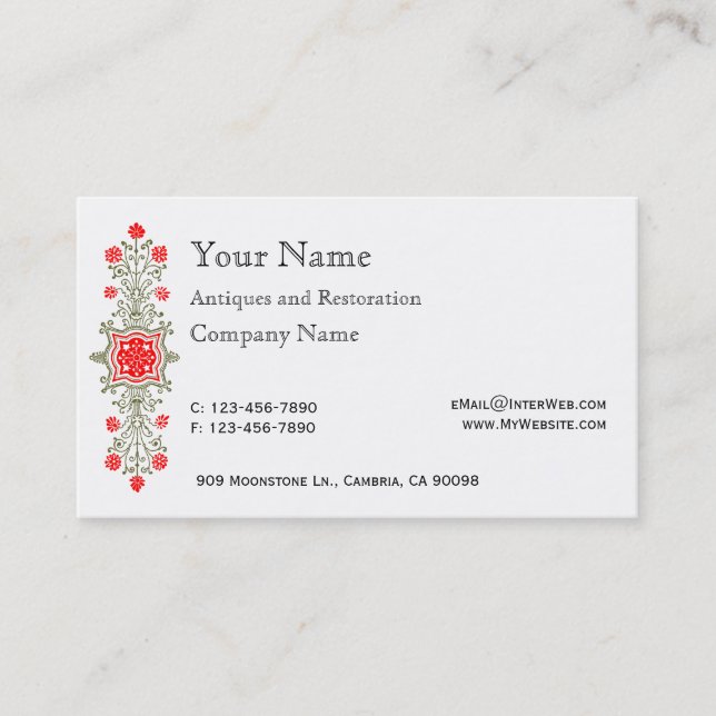 Carte de visite Red Gold Daisy Etching (Devant)