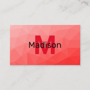 Carte De Visite Red gradient geometric mesh pattern Monogram