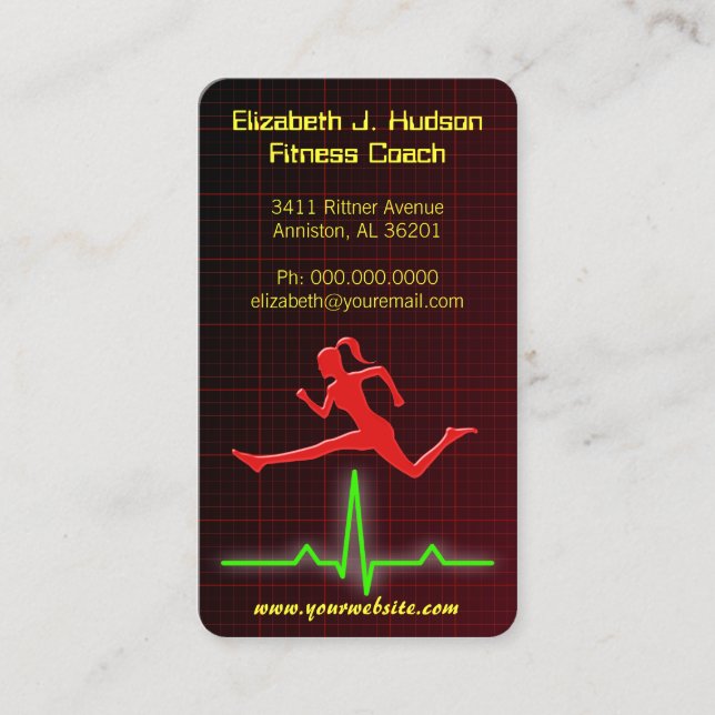 Carte De Visite Red Jumping Femme Fitness Entraîneur personnel (Devant)