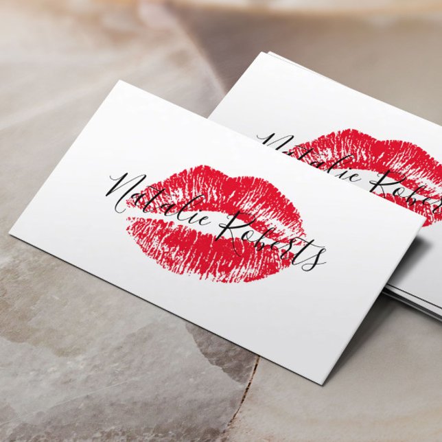 Carte De Visite Red Lipstick Kiss Signature Beauté Salon (Créateur téléchargé)