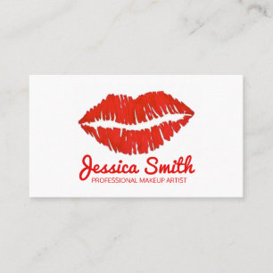 Carte De Visite Red Lipstick Lips Kiss Maquillage Artiste Beauté E