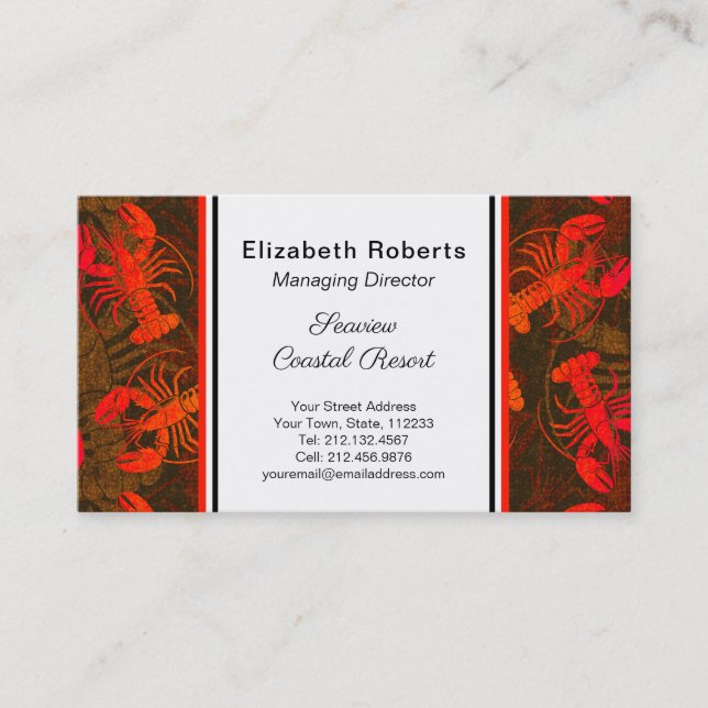 Carte De Visite Red Lobster Seafood Restaurant ou Maine Resort (Devant)