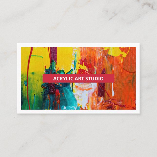 Carte De Visite Red Modern Name Artiste Art Studio (Devant)