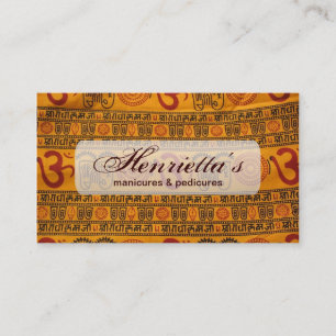 Carte De Visite Red Orange Om Motif religieux indien