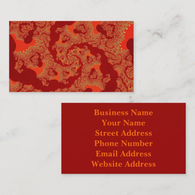 Carte De Visite Red Orange Swirl (Devant / Derrière)