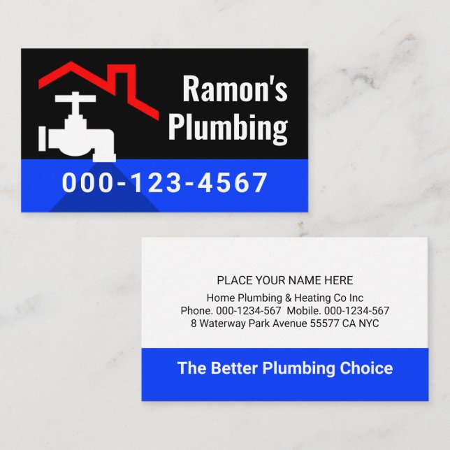 Carte De Visite Red Roof With Leaking Faucet (Devant / Derrière)