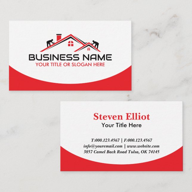 Carte De Visite Red Roofers Professional Roofing Service Business  (Devant / Derrière)