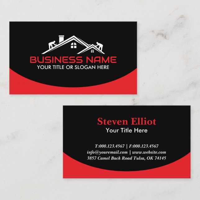 Carte De Visite Red Roofers Professional Roofing Service Business  (Devant / Derrière)