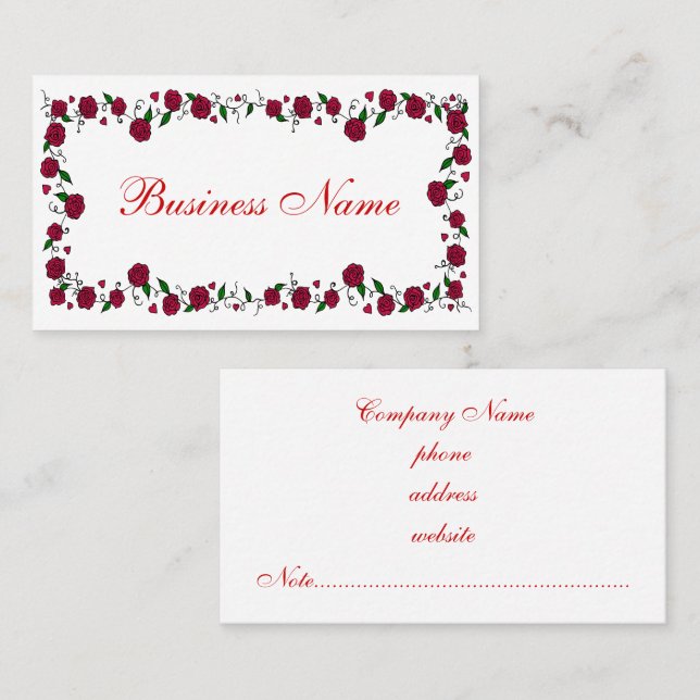 Carte de visite Red Roses (Devant / Derrière)