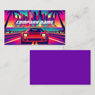 Carte De Visite Red Sportscar dans une ville tropicale