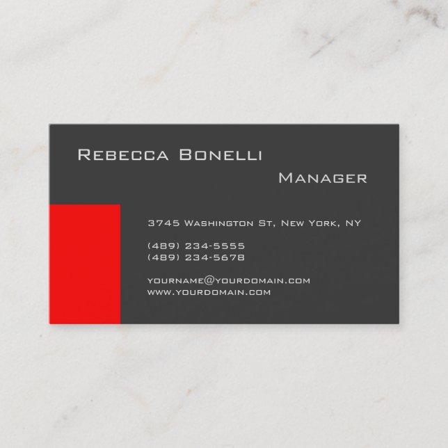 Carte de visite Red Stripe Grey (Devant)