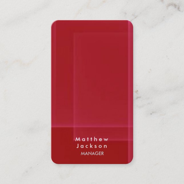 Carte De Visite Red Tendy Modern Plain Professional Manager (Devant)