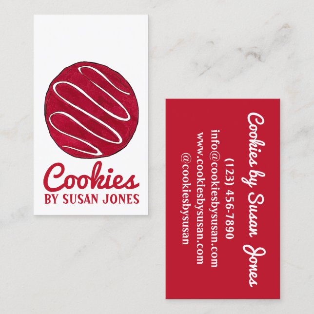 Carte De Visite Red Velvet Cookie Boulangerie Pâtisserie Chef Busi (Devant / Derrière)
