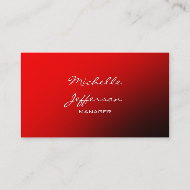Carte de visite Red White Handwriting Script Manag (Devant)