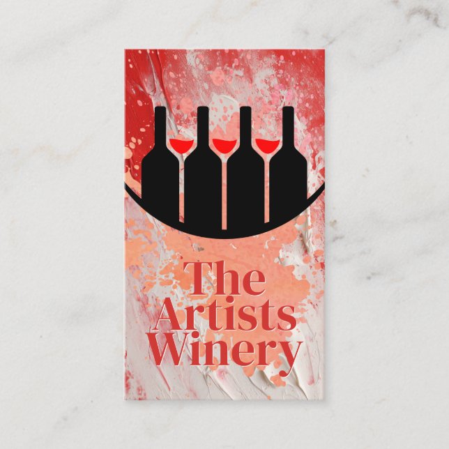 Carte De Visite Red White Paint | Wine Bottles Logo (Devant)