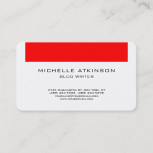 Carte De Visite Red White Social Media Blog Writer Internet Web