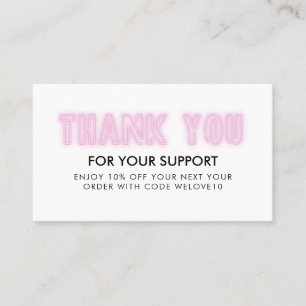 Carte De Visite Réduction Merci Pink Neon Instagram