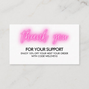 Carte De Visite Réduction Merci Pink Neon Instagram