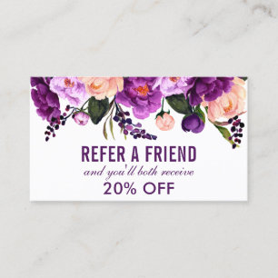 Carte De Visite Référence florale ultra-violette pourpre élégante