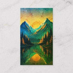 Carte De Visite Reflet de coucher de soleil de montagne sur un cie