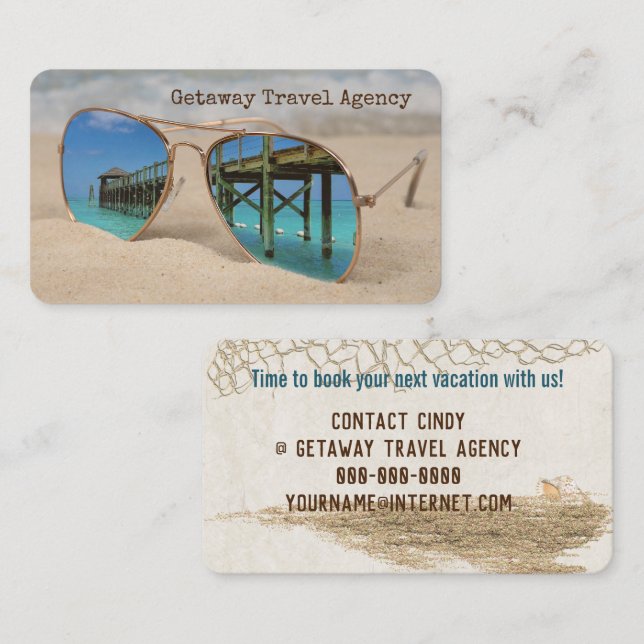 Carte De Visite Réflexion Ocean Pier Dans Les Lunettes De Soleil (Devant / Derrière)