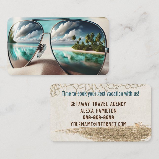 Carte De Visite Réflexion Tropicale Dans Les Lunettes De Soleil (Devant / Derrière)