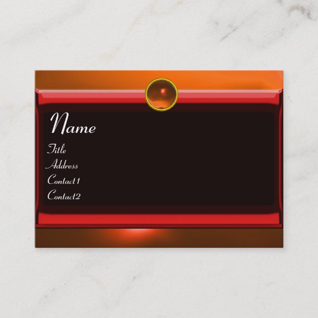 Carte De Visite RÉFLEXIONS 2 AGATE monogramme noir rouge jaune (Devant)