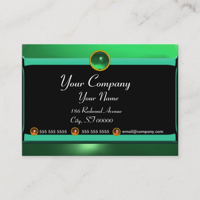 Carte De Visite RÉFLEXIONS 2 JADE monogramme blanc noir vert (Devant)