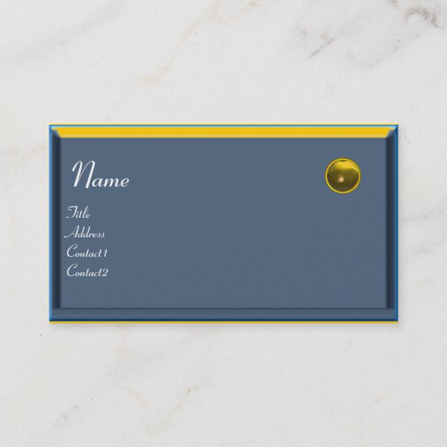 Carte De Visite RÉFLEXIONS 2 MONOGRAMME TOPAZ, bleu noir jaune (Devant)