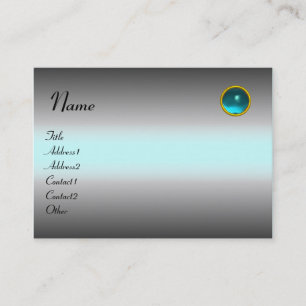 Carte De Visite RÉFLEXIONS AQUAMARINE MONOGRAM, gris blanc bleu