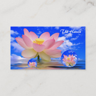 Carte De Visite Réflexions de fleur de Lotus et bulles de paix