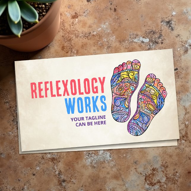 Carte De Visite Reflexologie colorée Empreintes fleurissent orneme (Créateur téléchargé)