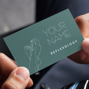 Carte De Visite Réflexologie Massage Thérapie Pieds Line Art Olive