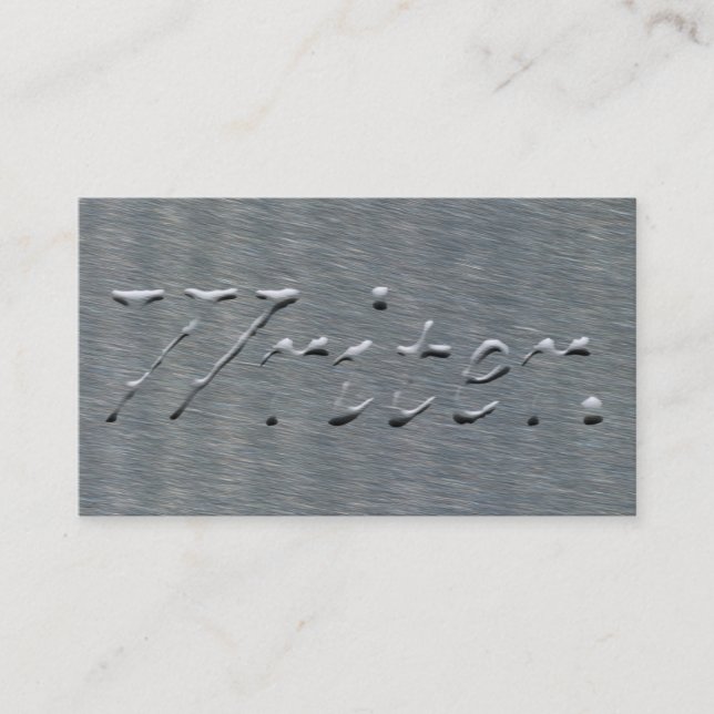 Carte De Visite Regard de relief par auteur sur la texture d'acier (Devant)