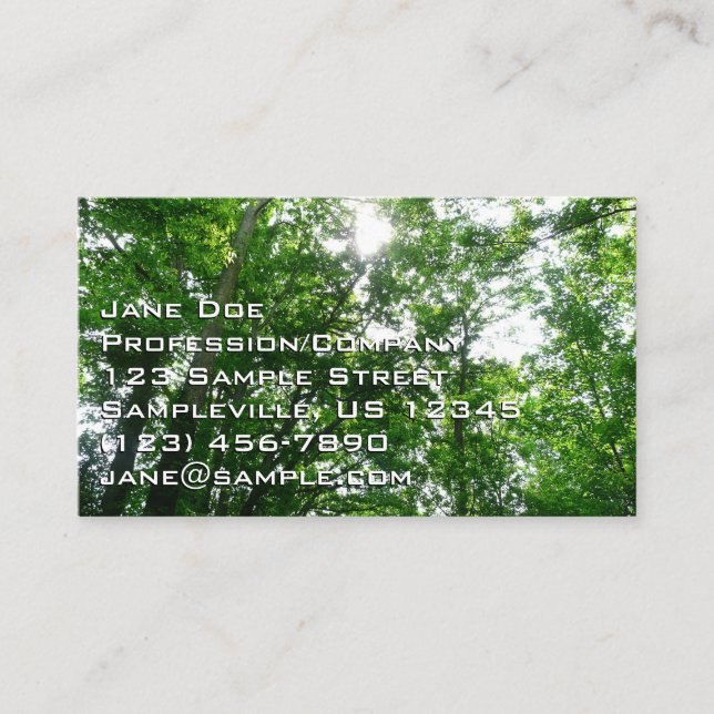 Carte De Visite Regard sur les arbres d'été (Devant)