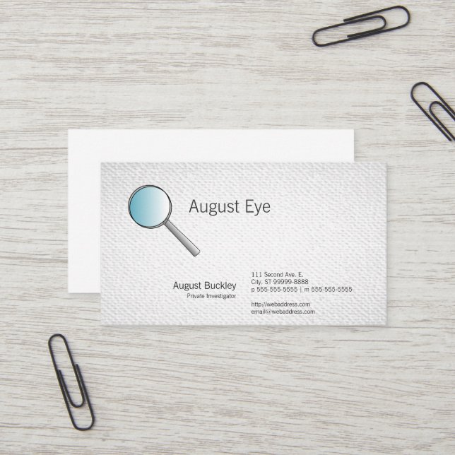 Carte De Visite Regard texturisé par investigations de loupe (Devant/Arrière en situation)