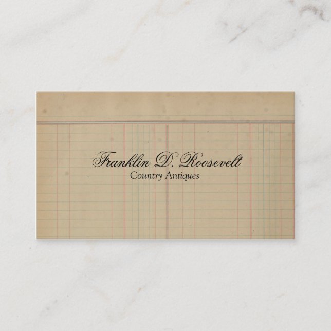 Carte De Visite Registre antique vintage (Devant)