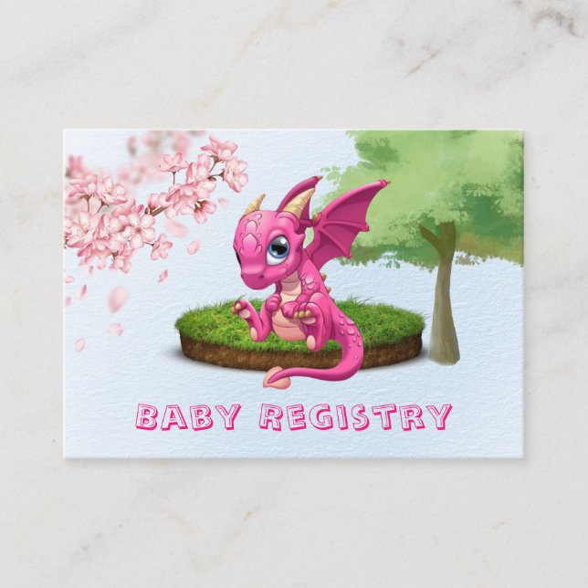 Carte De Visite Registre Bébé Dragon Rose Cute (Devant)