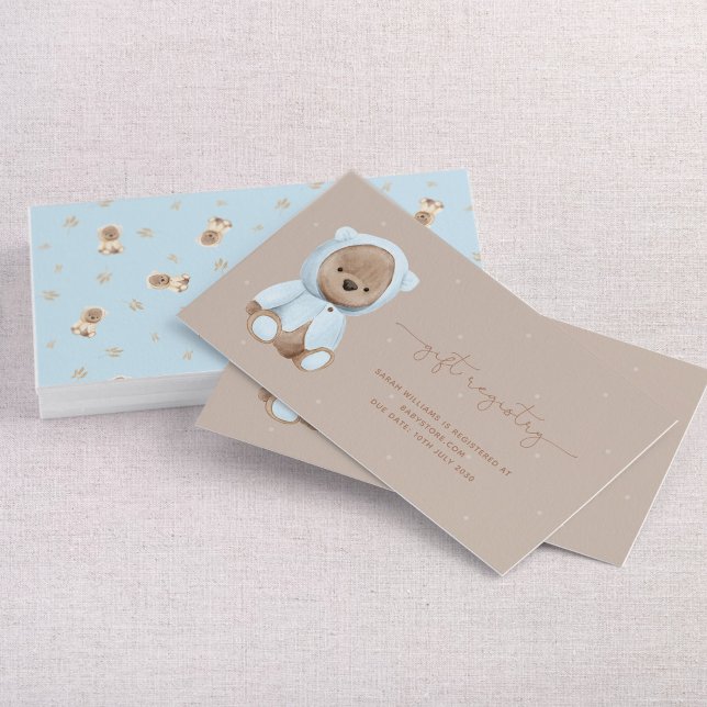Carte De Visite Registre cadeau de Baby shower d'ours en peluche b (Créateur téléchargé)
