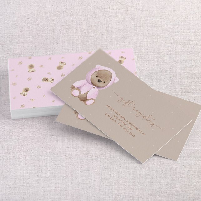 Carte De Visite Registre cadeau de Baby shower d'ours en peluche r (Créateur téléchargé)