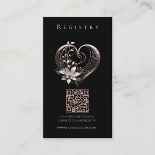 Carte De Visite Registre mariage-Moderne Coeur rose avec Fleurs