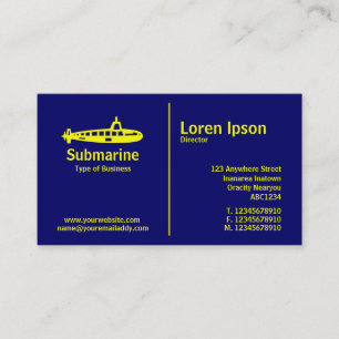 Carte De Visite Règle jaune - Sous-marin - Bleu foncé