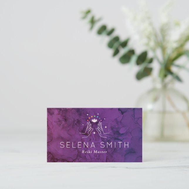 Carte de visite Reiki avec chakras (Debout devant)