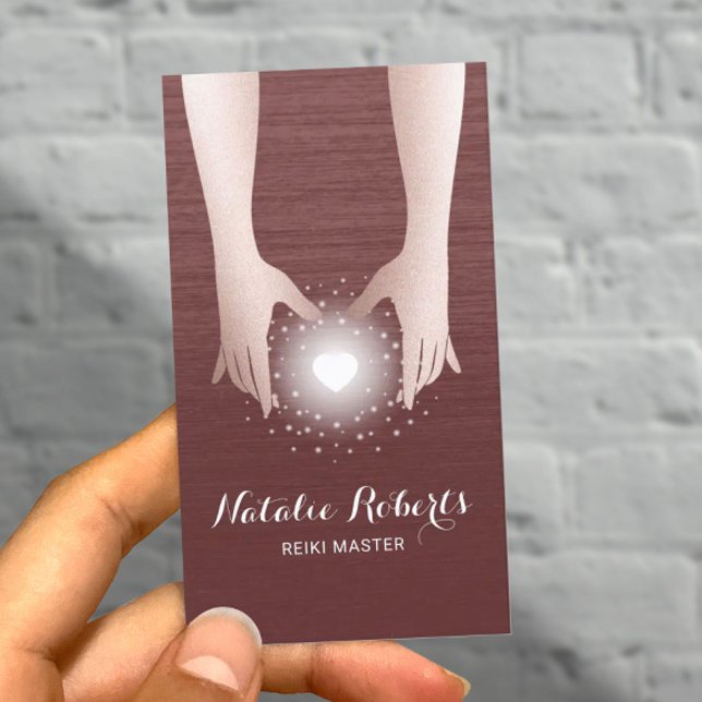 Carte De Visite Reiki Energy Healing Hands Brick Red Therapy (Créateur téléchargé)